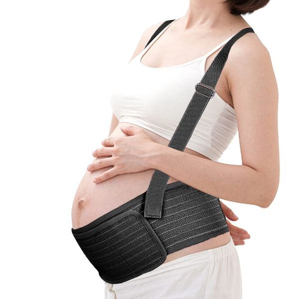 Abdominal belt for pregnancy, support belt, pregnancy belt, pregnancy belt, supportive belly band belt supports waist, back and stomach, heat and pain relief (black)