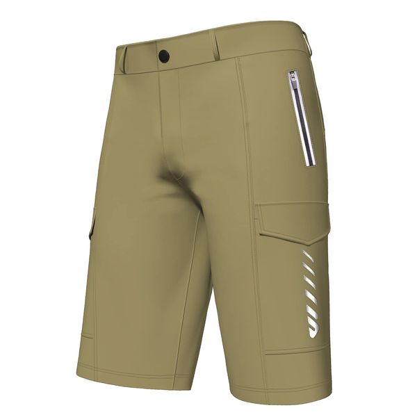 Lo.gas Herren-Mountainbike-Shorts, lockere Passform mit Reißverschlusstaschen, Fahrrad-Radfahren Radfahren Fahrrad-Shorts Lightweight,Khaki,L