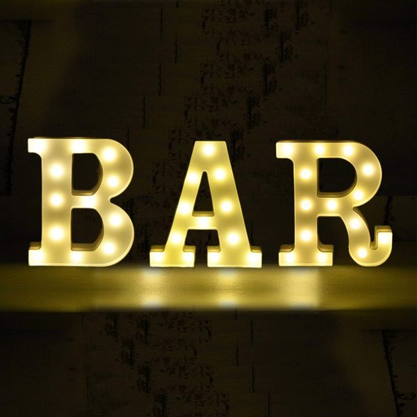 Bar Schriftzug - LED Deko Buchstaben - 22 cm - Lampe beleuchtet Hinstellen Hochzeit Schriftzug Wort Batterie Lechtdeko Alphabet Ja Liebe Romantisch Wohnzimmer Leuchtbuchstaben Nachtlicht Dekoration