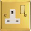 Varilight - 1 Gang 13 Amp Single Switched Socket Victorian Brass - XV4DW
