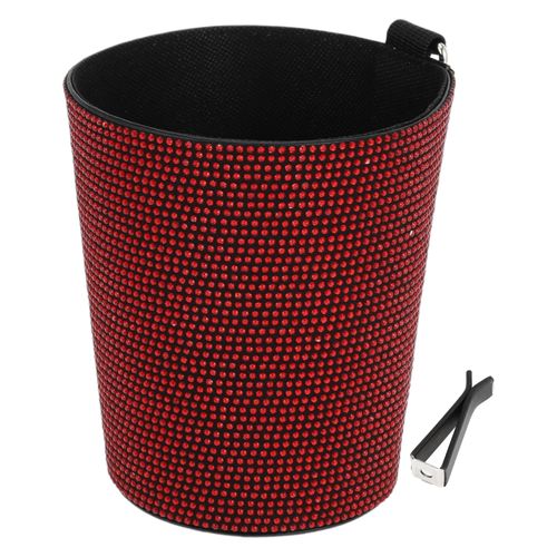 TUCKBOLD Car Trash Can Portable Air Conditioning Vent Trash Bin Red 1 Pc 5.5" Length 4.3" Width 5.9" Height Faux Leather