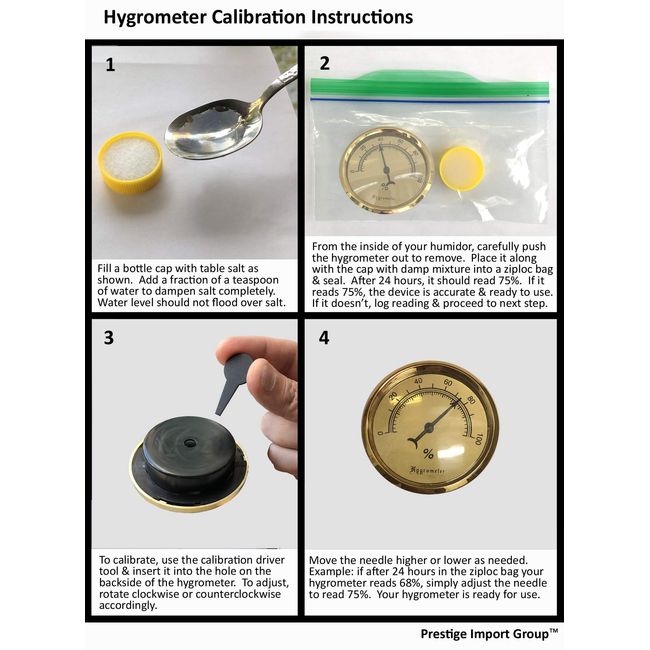 Hygrometer for Humidor Brass (Gold Face)