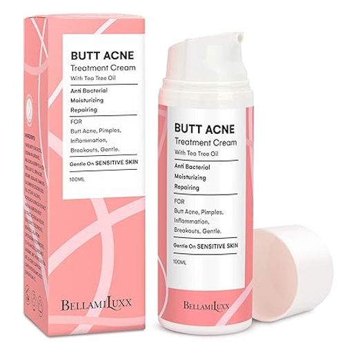Butt Acne Clearing Treatment Cream: Body Acne Treatment Lotion for Folliculitis and Pimples on Back, Buttocks, Thighs With 2% Salicylic Acid & Tea Tree Oil - Butt Cream for Smooth Skin
