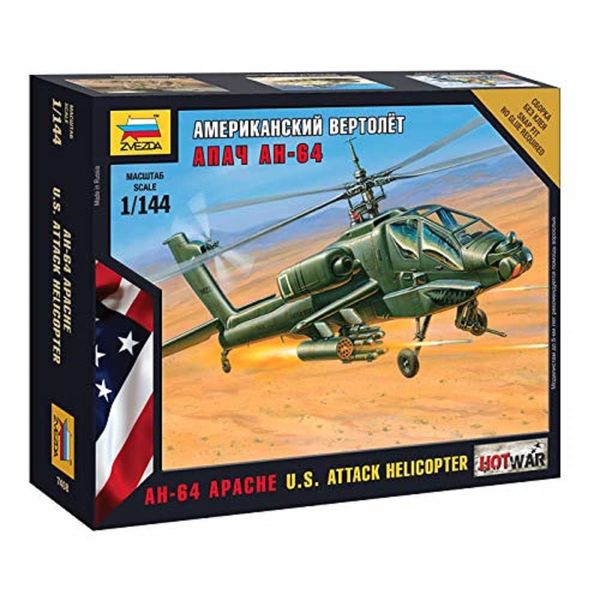 Zvezda 500787408-1:144 AH-64 Apache US Attack Helicopter