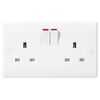 BG Electrical 822DP-01 Double Switched Power Socket, White Moulded, 13 Amp - 5 pack