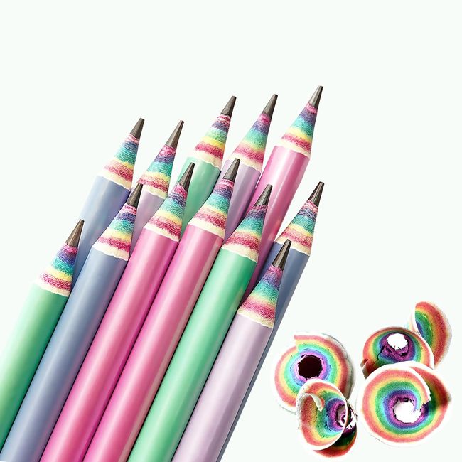 Pencils 2B Pencils, Rainbow Pencils, Rainbow Pencils, 2b Pencils, Girls, Cute Pencils, Stylish Pencils, Set of 12, 1 Dozen | Rainbow Paper Pencil Entrance Celebration for Kids, Stationery Girls,