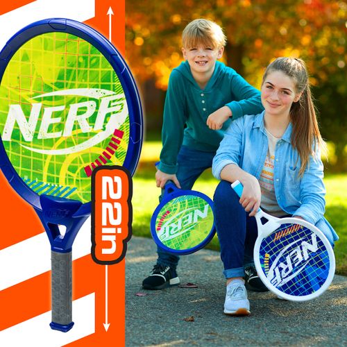 NERF Driveway Tennis Set for Kids - 2 Player Kids Tennis Set - Jumbo Rackets and Foam Tennis Ball - Indoor Tennis Set - (2) Rackets and Foam Ball Included