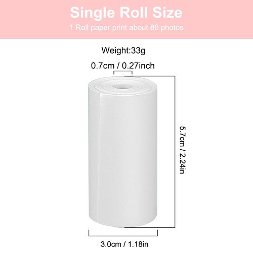 Misilmp Print Paper Roll for Kids Instant Camera, 5 Rolls Camera Thermal Print Paper Non-Adhesive Printer Paper Mini Camera Refill Paper Rolls for Instant Cameras Kids Accessories 57mm*30mm