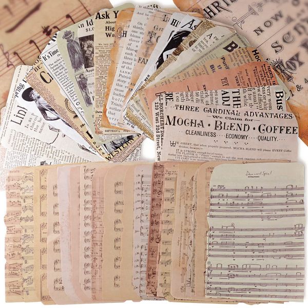 50 Stk 12x17cm Scrapbooking Papier Deko Vintage Bastelpapier Dekopapier Designpapier Scrapbook Zubehör für Tagebuch Notizbuch DIY Kunst und Handwerk (Stil 1)