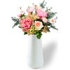 upFRAME Vase Pottery, White, Black, Stylish, 7.9 inches (20 cm), Flower Base (White, Basic)