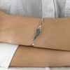 Silverly Women's 925 Sterling Silver Thin Angel Wing Stackable Bangle Bracelet