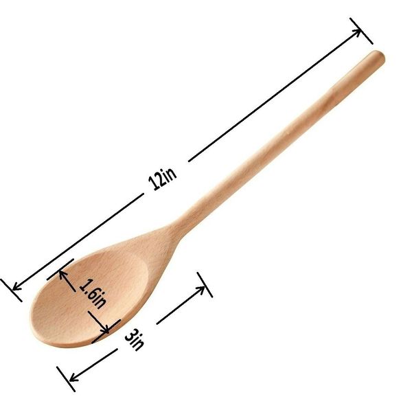 Kitchen Wooden Spoons Mixing Baking Serving Utensils Puppets 30cm - Set of 12 (30cm)