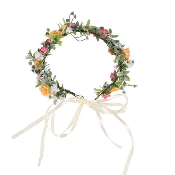 BESTOYARD Hair Cuff Flower Crown Hair Ornament Nordic New Lady Bride Rose Daisy Flower Crown Flower Wedding Head Dress Artificial Flower Flower Decoration Wreath Wedding Event Party Bridal Land European Style