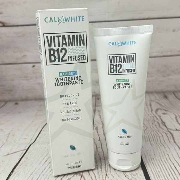 Cali White Vegan B12 Whitening Toothpaste, Fluoride-Free, Pacific Mint, 4 oz