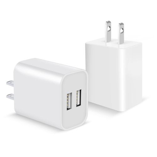 USB Charger, AC Adapter, iPhone Rapid Charger, PSE Certified 2-Piece Set, AC Outlet, Rapid Charger, Smartphone Charger, 12 W, 2 Ports, 2.4 A, Rapid Charging, Simultaneous Charging, 2 Port USB Power