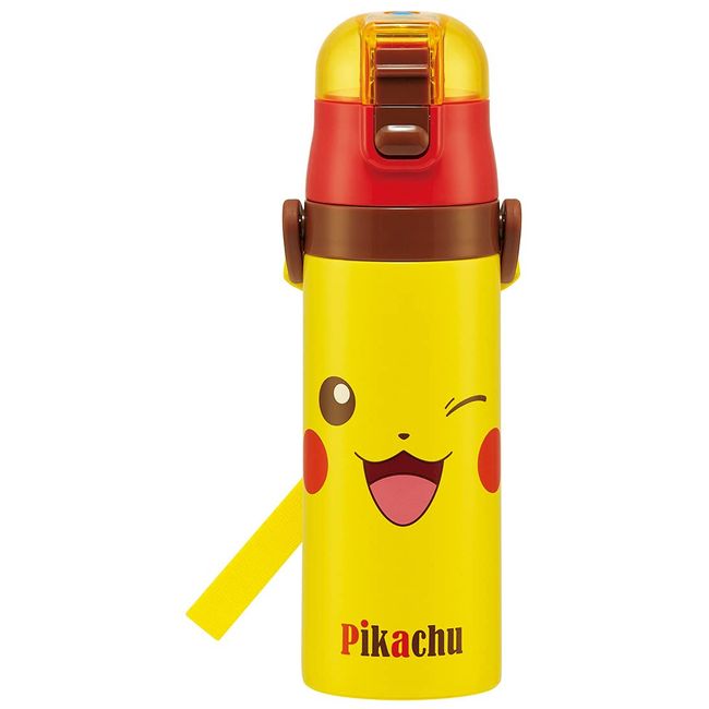 Skater SDC4-A Sports Bottle, Children's Stainless Steel Water Bottle, Pikachu, 21 Face, 16.5 fl oz (470 ml)