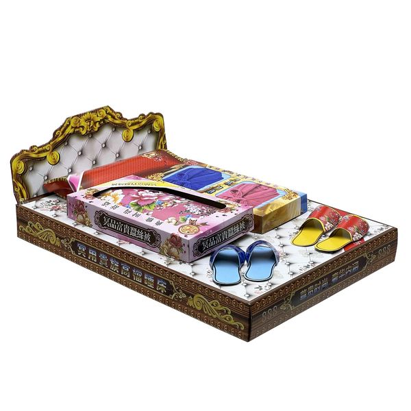 Zhildmosin Ancestor Money - Chinese Joss Paper Twin Bed Papercraft, Sacrificial Supplies for Ancestor Deceased Family During Hungry Ghost Festival All Souls Day