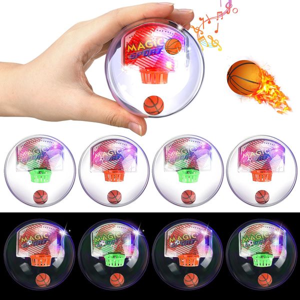 Liliful 12 Pcs Mini Basketball Ball Toys Basketball Party Favors with LED Lights Sounds Shooting Sports Ball Game Toy Rock and Score Basketball Game Ball Anti Stress Gift Graduation Party Favors