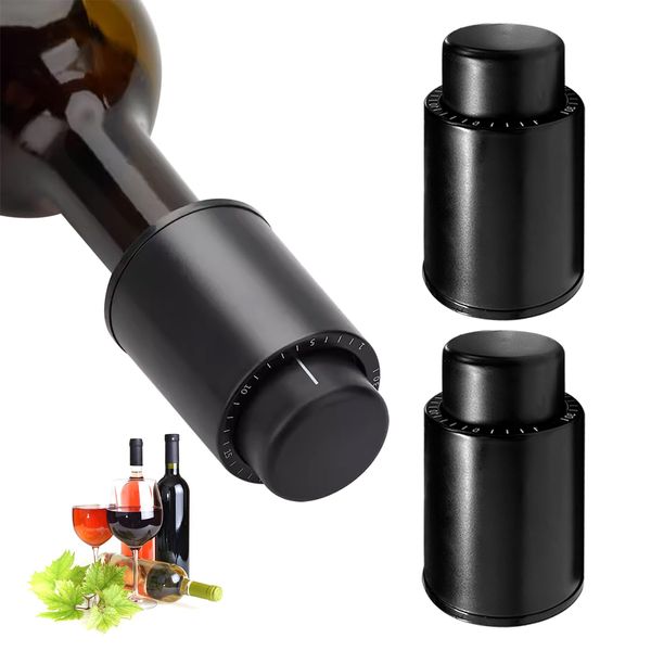 Wine Stopper, Wine Stopper, Wine Stopper, Wine Cap, Champagne Stopper, Storage for Up to 7 Days, Vacuum Pump, Oxidation, Vacuum Storage, Long Freshness, Date Scale, Leak Proof, Vacuum-Proof (Set of 2)