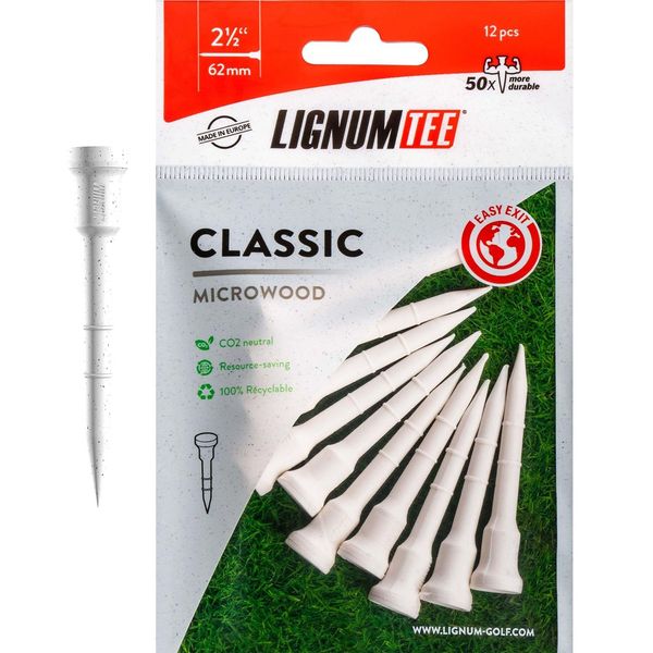 Longridge Golf-Tees mit Holzringsystem, Weiß, 62 mm