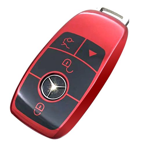 Creativity Suitable for Mercedes Benz keys Case. The advanced soft TPU key box is compatible with CLS CLA GLA AMG A C E S G GLC GLE GLS M smart remote key (Red Key Cover (Model B))