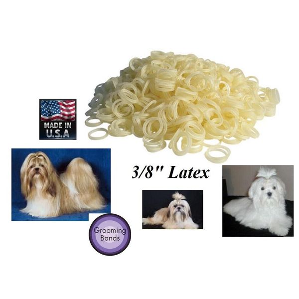 LOT 500 Dog 3/8" Grooming Hair BANDS Rosin Coated Rubber Latex Elastic Top Knot