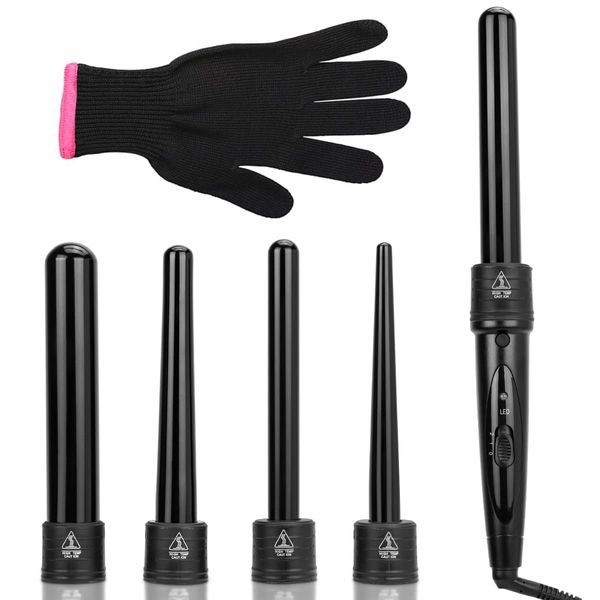 Curling Wand, DMOPRDNB 5 in 1 Multi-Function Hair Curlers and Curling Irons Set with LED Temperature Control for Women Long Short Thick Fine Hair