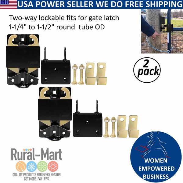 2pk Small Black 2 Way Lockable Gate Latch Cattle fence Replaces speeco S16100700