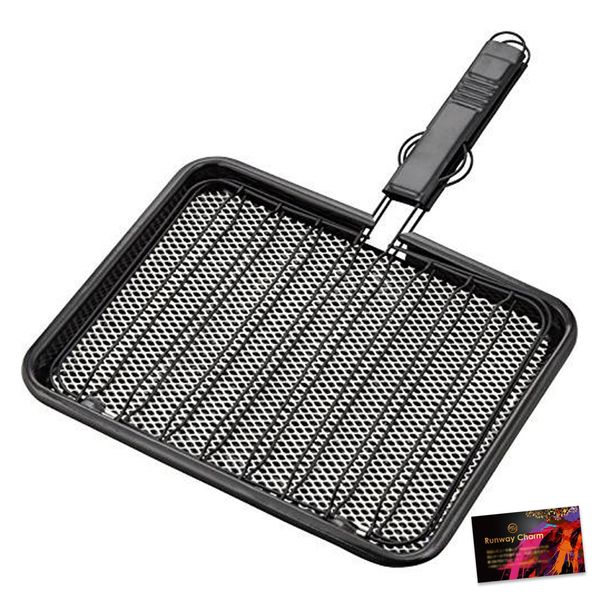 Fish Frying Pan, Ceramic, Charcoal Grill, Feeling, Delicious Grilled, Sandwiched, Fluorine Processed, Iron, Gas Fire, For Direct Fire Only