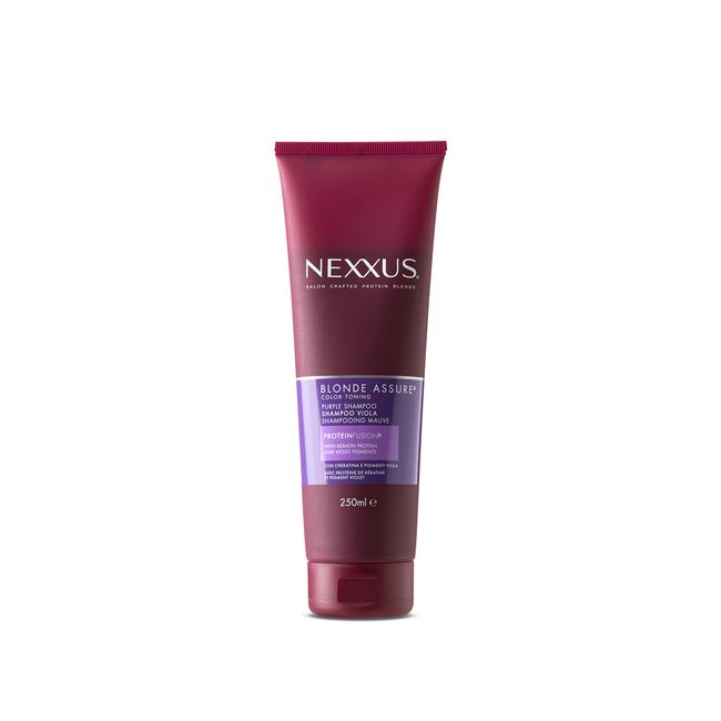 Nexxus, Blonde Assure Shampoo, Professionelles Shampoo für Blond, gebleicht, Platin oder Grau, Formel mit Keratin und lila Pigmenten, Anti-Gelb-Shampoo für gefärbtes Haar, 250 ml