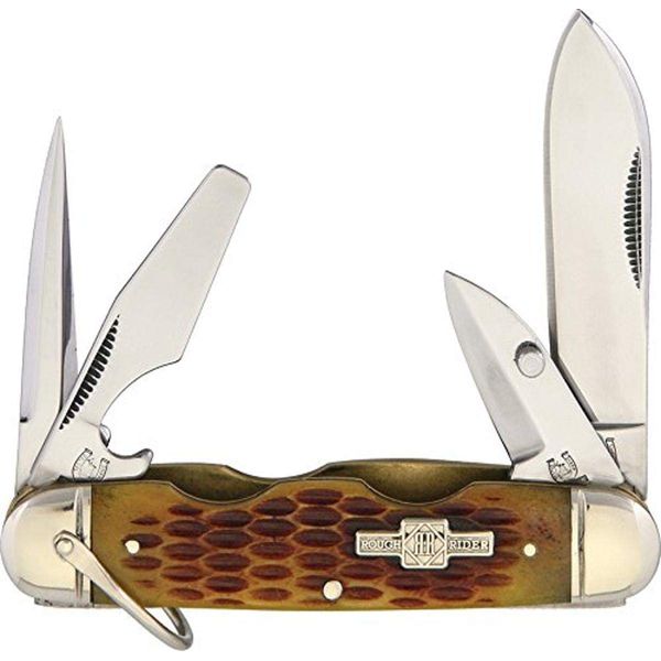 Rough Ryder Camp Knife Amber Bone