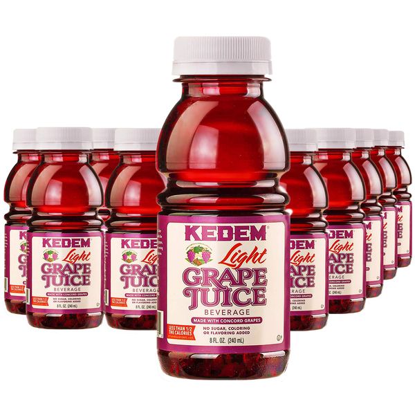 Kedem, Light Concord Grape Juice, 8oz Plastic Bottle, (24 Pack) Less Sugar, Less Calories!