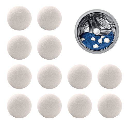 Dryer Balls, Dryer Balls Made of Natural Wool, Dryer Balls for Tumble Dryers, Set of 12, Dryer Balls Made of 100% Pure Sheep's Wool, Wool Dryer Balls for Down, Shortens Drying Time