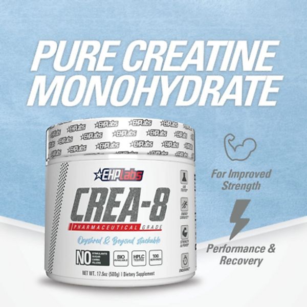 EHPLABS CREA-8 Creatine Monohydrate Pharmaceutical Grade 100 Servings Unflavored
