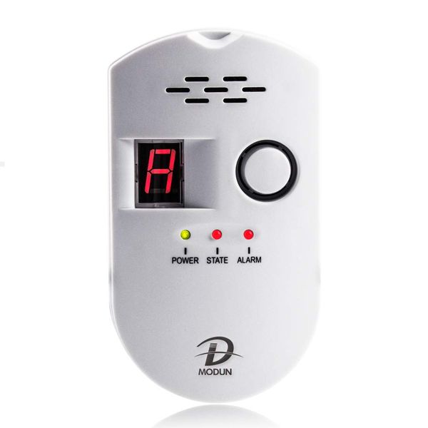 Gas Detector, Natural Gas/LPG/Coal Gas Leak Aalrm, 3-Pin Plug-in Sensor Gas Monitor with Sound Alarm and LED Digital Display, Methane Propane Butane Combustible Gas Alarm for Kitchen Garage Hospital