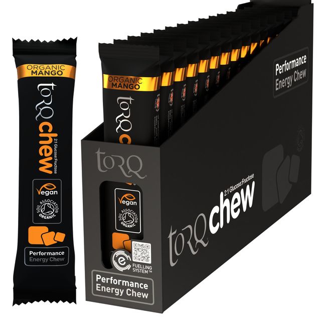 Torq Energy Chew Bars - Mango - Fructose Energy Bar , High Carb , 31g of Carbohydrates , Energy Chews - Box of 15