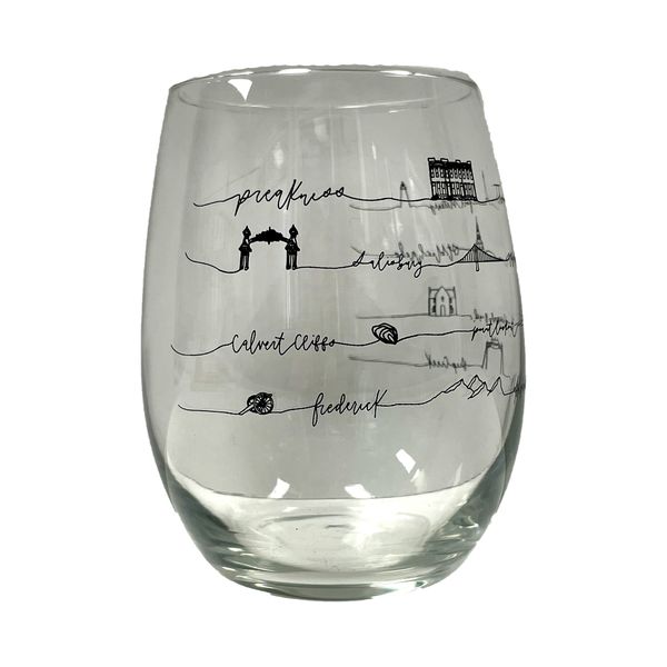 Cursive Maryland Locations / Stemless Wine Glass