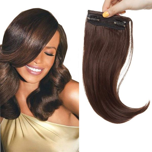 Hair Extensions Bang Fringe Clip In Bangs Two Sides One Piece Cute Hairpiece Straight - Medium Brown