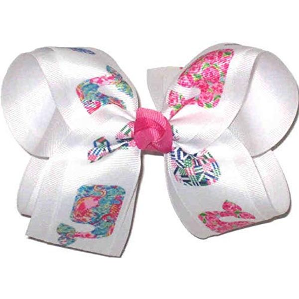 OV-2572L Large Lilly Whales Double Layer Hair Bow