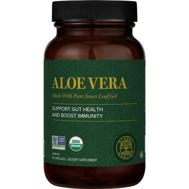 Global Healing Aloe Vera Gel Supplement - Supports Digestion - 60 Capsules