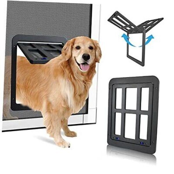 Large Dog Door for Screen Door, Pet Screen Door for Large Large 11"x 13" Black