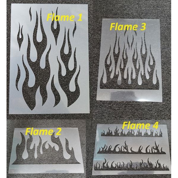 Flame Stencils, Choose Design Re-usable - Crafting - Airbrush - Cake Decoration