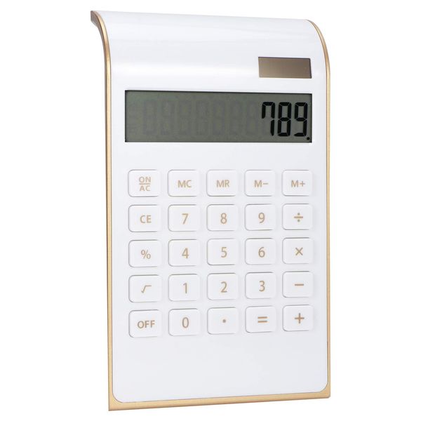 Solar Calculator, Lcd Display Easy To Read Slim Elegant Desk Calculators Compact Size Convenient For Carrying for Students Office Business Home(white)