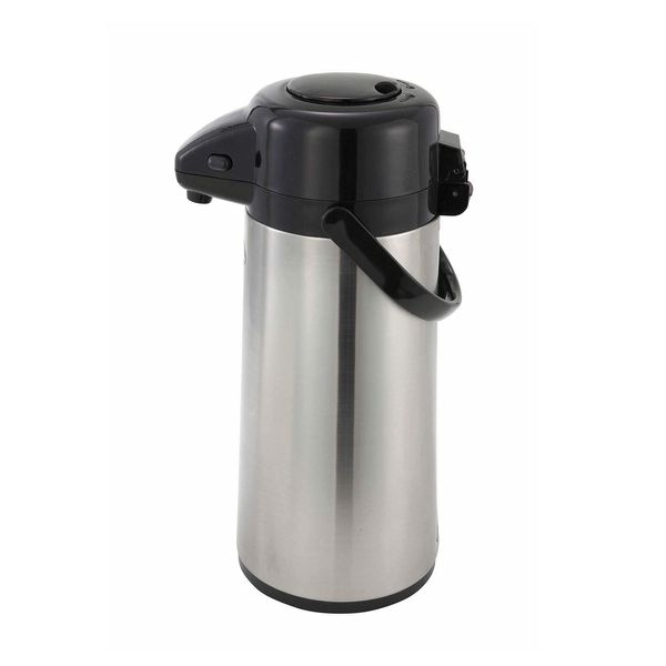 Winco 2.2 Liter Glass Lined Airpot, Push Button