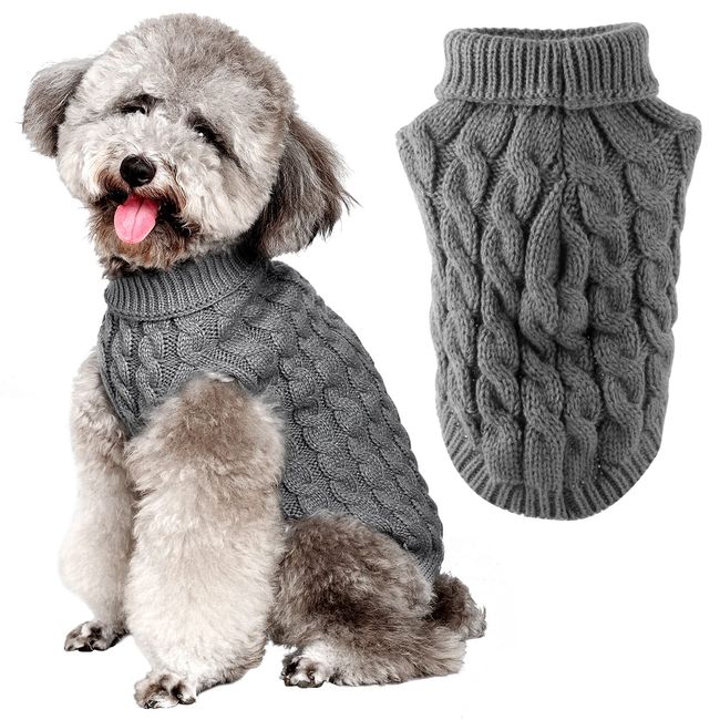 FWLWTWSS Hundepullover, Winter Warmer Hundepullover Kleine Hunde Rollkragen Strickpullover Hunde Pullover Weich Hundekleidung Hundepulli Hund Kleidung für Kleine Mittelgroße Hunde und Katzen Medium