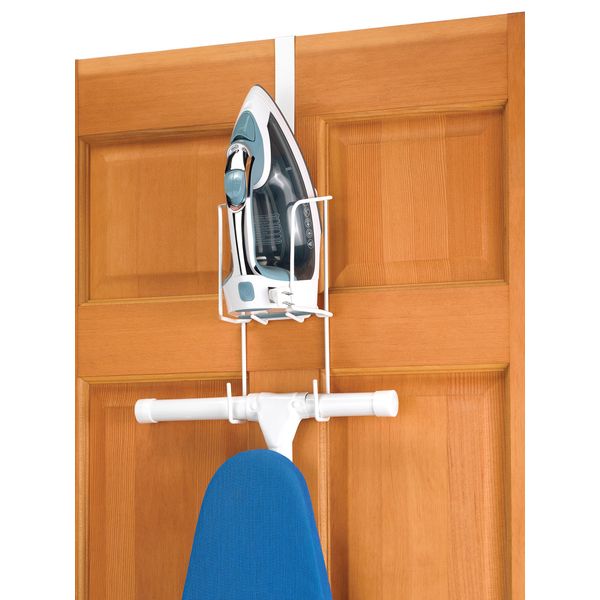 Whitmor Wire Over The Door Ironing Caddy - Iron and Ironing Board Storage Organizer,White