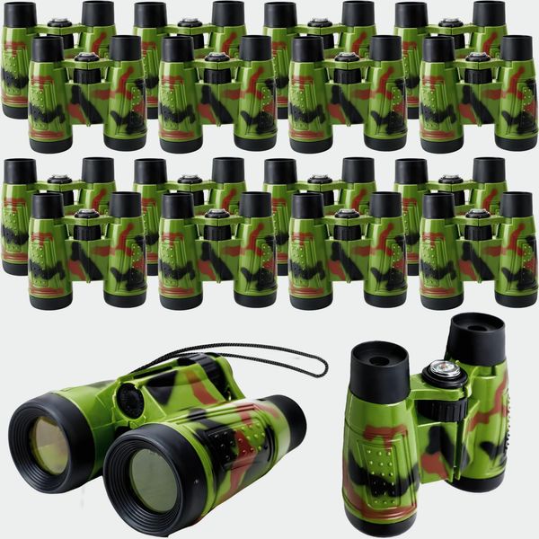 20 Pack Camouflage Toy Binoculars with Neck String Jungle Binoculars Bulk Safari Binoculars for Kids Explorers Gifts Camping Hunting Safari Party Favors