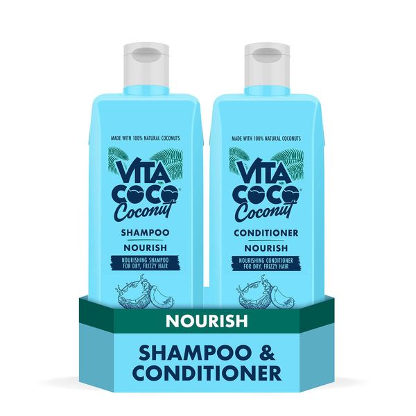 Vita Coco Nourish Shampoo and Conditioner Bundle (2x400ml) for dry and frizzy hair, protects and repairs the Hair with 100 Percent natural coconuts, suitable for all hair types