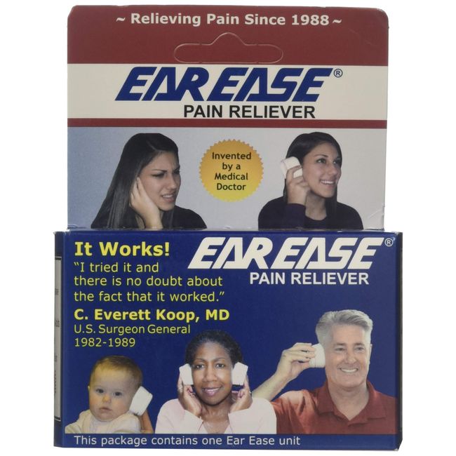 Ear Ease Pain Reliever for Adults, Children & Senior Citizens-Natural, Safe, Non-Invasive, Fast Acting & Effective Earache Relief from Sinus Pressure, Altitude Changes, Swimming, Allergies, Cold & Flu