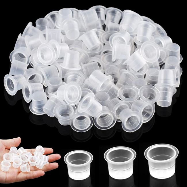 Narkysus 300Pcs Ink Cups - Disposable Ink Caps Mixed Small Medium Large Ink Caps Plastic Pigment Ink Cups Microblading Makeup Cups